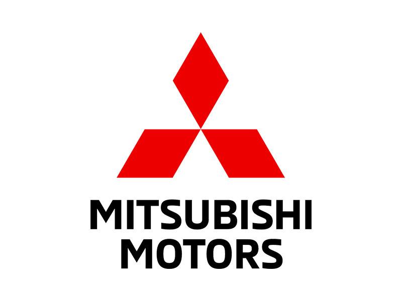 Logo von Mitsubishi Motors mit roten Rauten und schwarzer Schrift darunter.